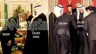 Bush,Obama,bow,Saudi King