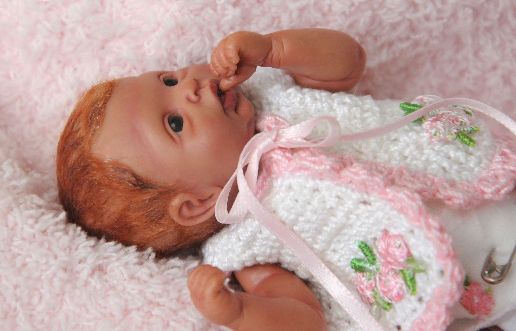 Elena Westbrook Ooak Polymer Clay Miniature Baby Doll Original Crochet