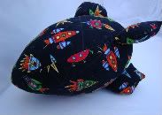  Stuffed RocketShip in Black Rockets Cotton, Stuffed SpaceShip Toy