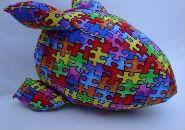  Stuffed RocketShip in Jigsaw Puzzle Print, Walk for Autism Speaks
