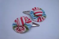 Happy Stripes Fabric Button and Yo Yo Snap Clips, Set of 2 in Moda Cottons