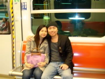 loving couple in train