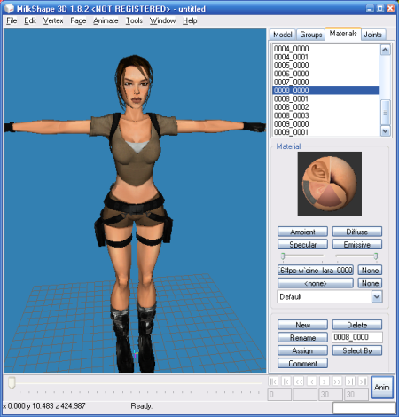 To get pedorrin's Lara models into Milkshape first edit the .mtl as