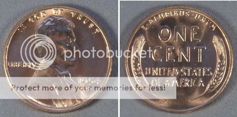 1954 S US Lincoln Brilliant Uncirculated   Red BU   NR  