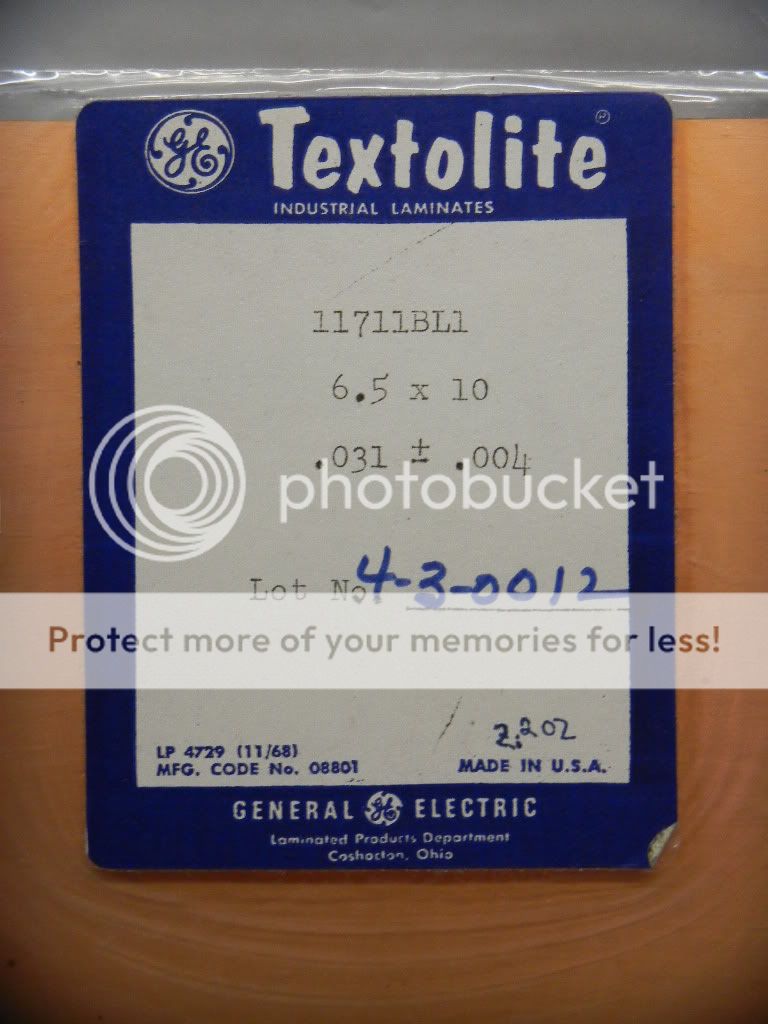 General Electric Textolite 6.5 inch X 10 inch sheet  