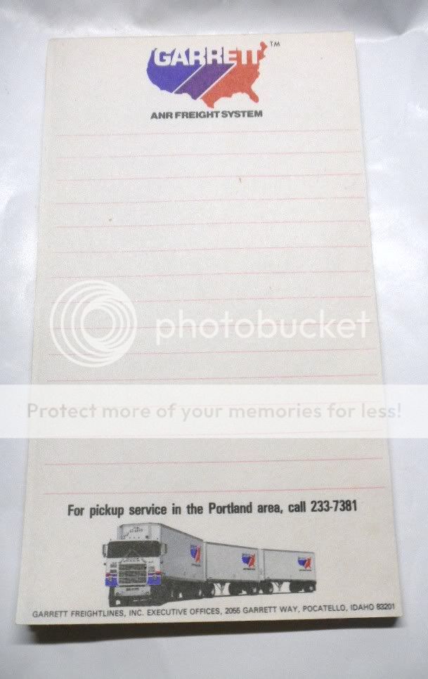 Garrett ANR Freight System Note Tablet Portland, Oregon  