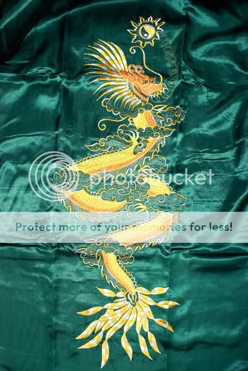 WOMENS CHINESE DRAGON BATH ROBE, BATHROBE 2 FACE GREEN  