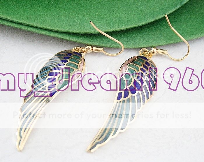 AMAZING A PAIR HANDMADE CLOISONNE WINGS EARRINGS  