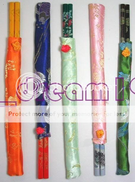 WHOLESALE 10 pcs BAMBOO CHOPSTICKS MATCHING SILK COVER  