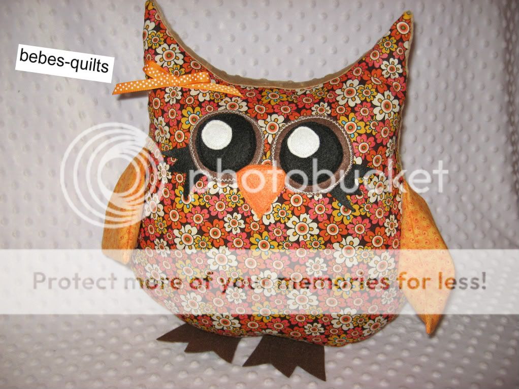 Little Hoot The Owl in Pretty Retro Flowers Decor Pillow Handmade 